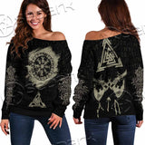Viking Celtic Sacral Symbol. SED-1121 Off Shoulder Sweaters