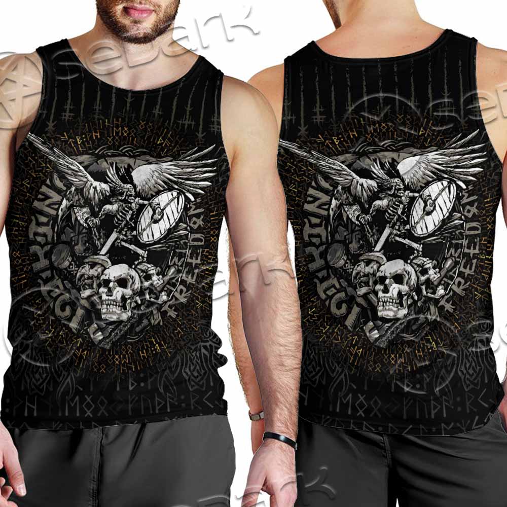 Nordic Rune Viking Odin Mjolnir SED-1129 Men Tank-tops