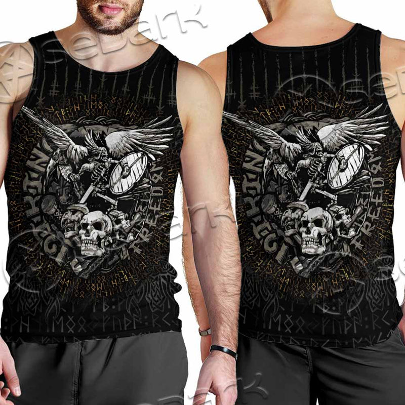 Nordic Rune Viking Odin Mjolnir SED-1129 Men Tank-tops