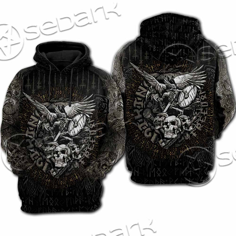 Nordic Rune Viking Odin Mjolnir SED-1129 Hoodie & Zip Hoodie Raglan