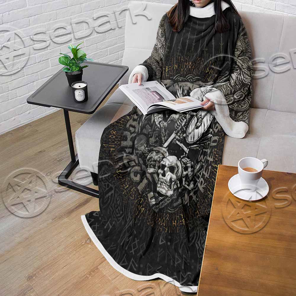Nordic Rune Viking Odin Mjolnir SED-1129 Sleeved Blanket