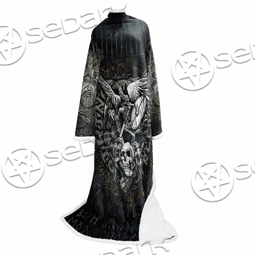 Nordic Rune Viking Odin Mjolnir SED-1129 Sleeved Blanket