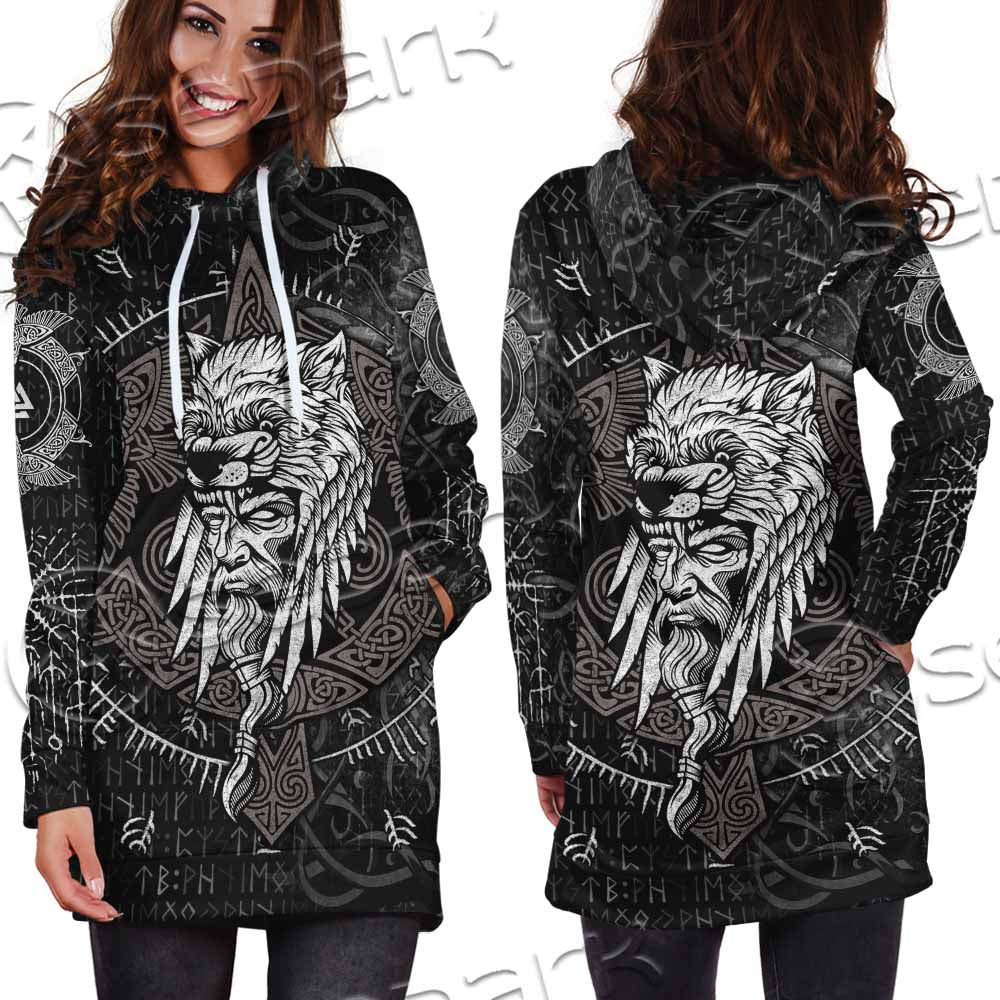 Odin Viking Warrior On A Runic SED-1130 Hoodie Dress