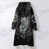 Odin Viking Warrior On A Runic SED-1130 Oversized Sherpa Blanket Hoodie