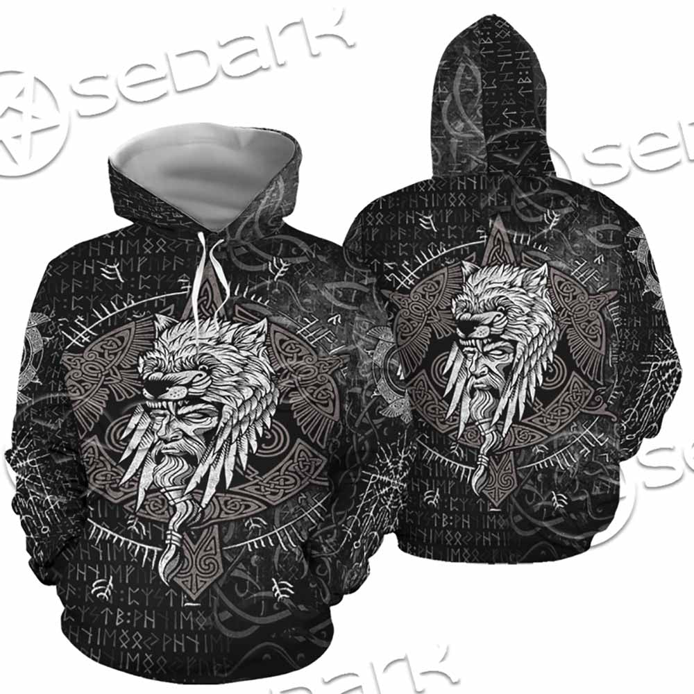 Odin Viking Warrior On A Runic SED-1130 Hoodie & Zip Hoodie