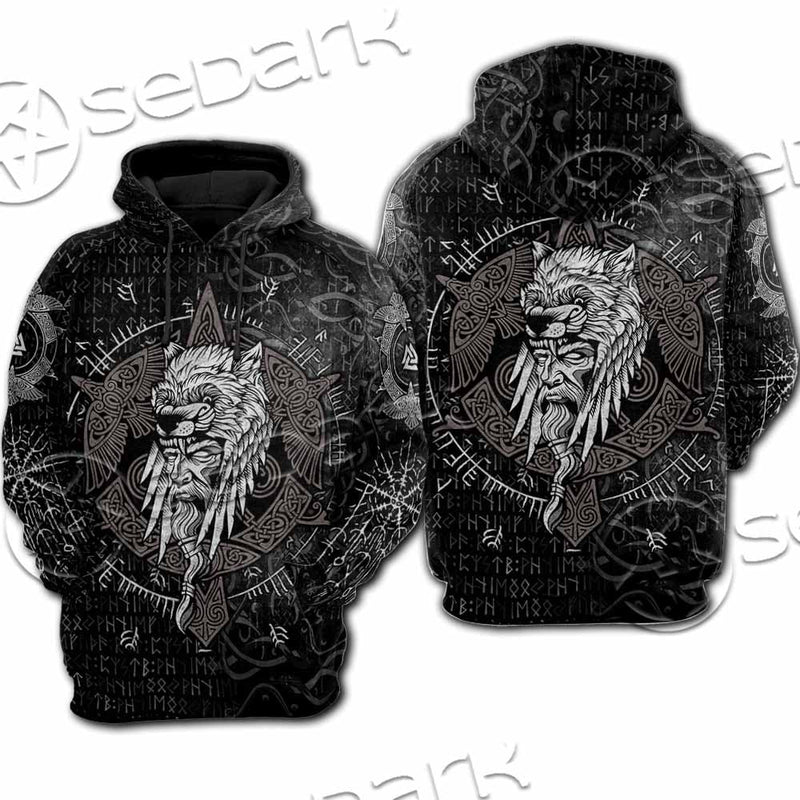 Odin Viking Warrior On A Runic SED-1130 Hoodie & Zip Hoodie Raglan