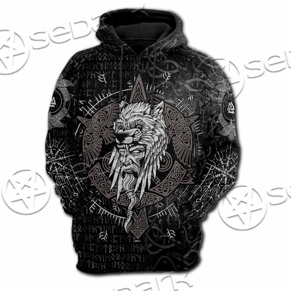 Odin Viking Warrior On A Runic SED-1130 Hoodie & Zip Hoodie Raglan