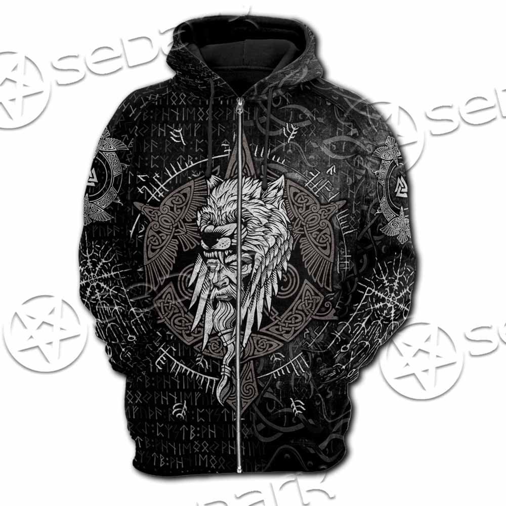 Odin Viking Warrior On A Runic SED-1130 Hoodie & Zip Hoodie Raglan