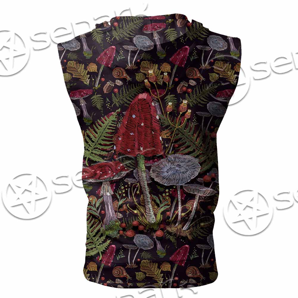 Gothic Mushrooms Seamless Pattern SED-1132 Zip Sleeveless Hoodie