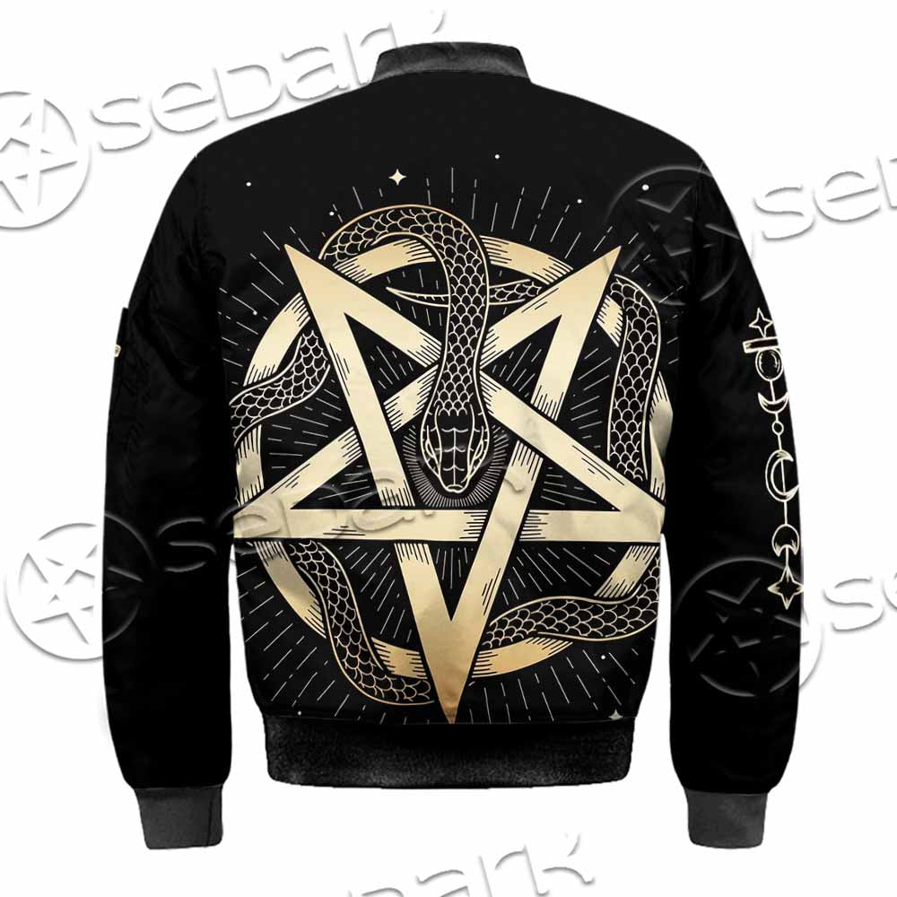Gold Pentagram Symbol Wrapped By Snake SED-1137 Jacket