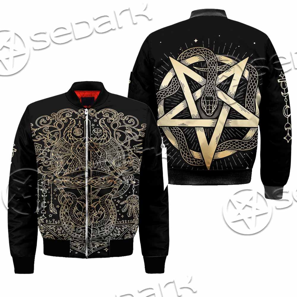 Gold Pentagram Symbol Wrapped By Snake SED-1137 Jacket