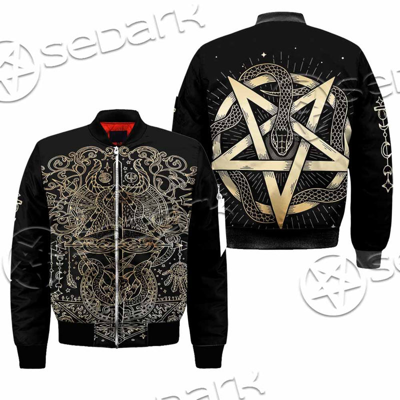 Gold Pentagram Symbol Wrapped By Snake SED-1137 Jacket