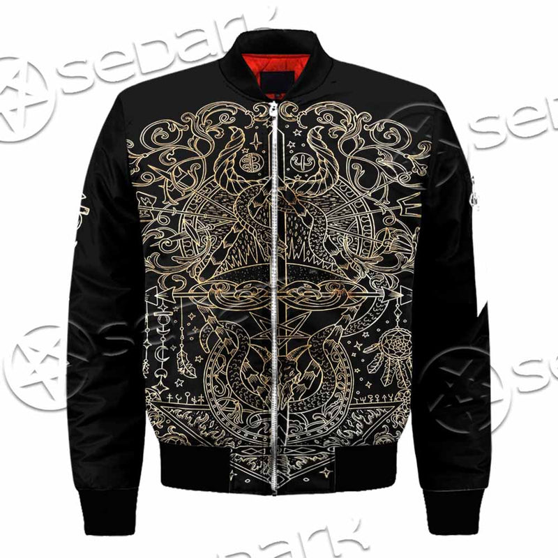 Gold Pentagram Symbol Wrapped By Snake SED-1137 Jacket