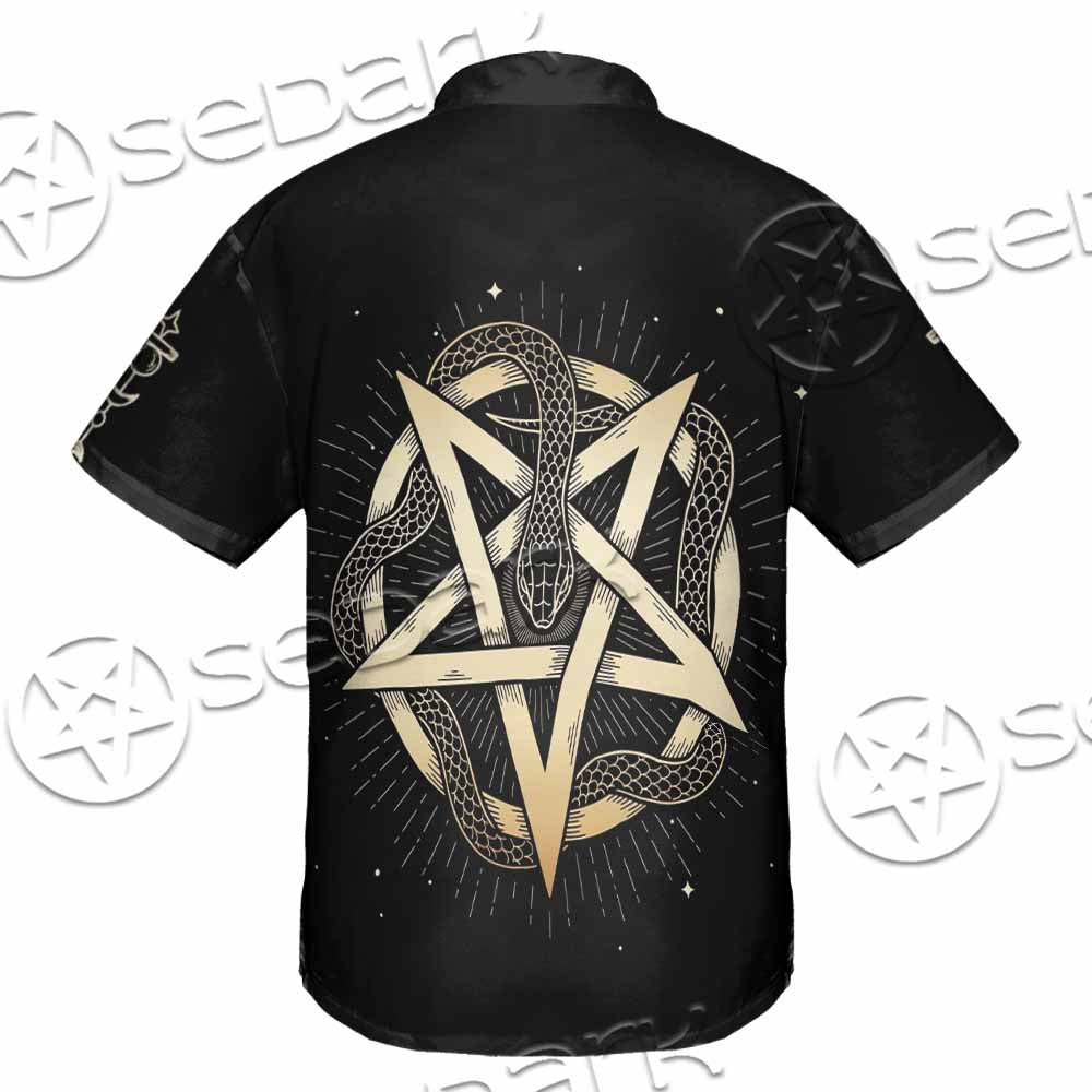 Gold Pentagram Symbol Wrapped By Snake SED-1137 Shirt Allover