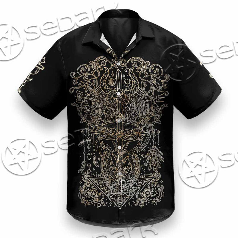 Gold Pentagram Symbol Wrapped By Snake SED-1137 Shirt Allover