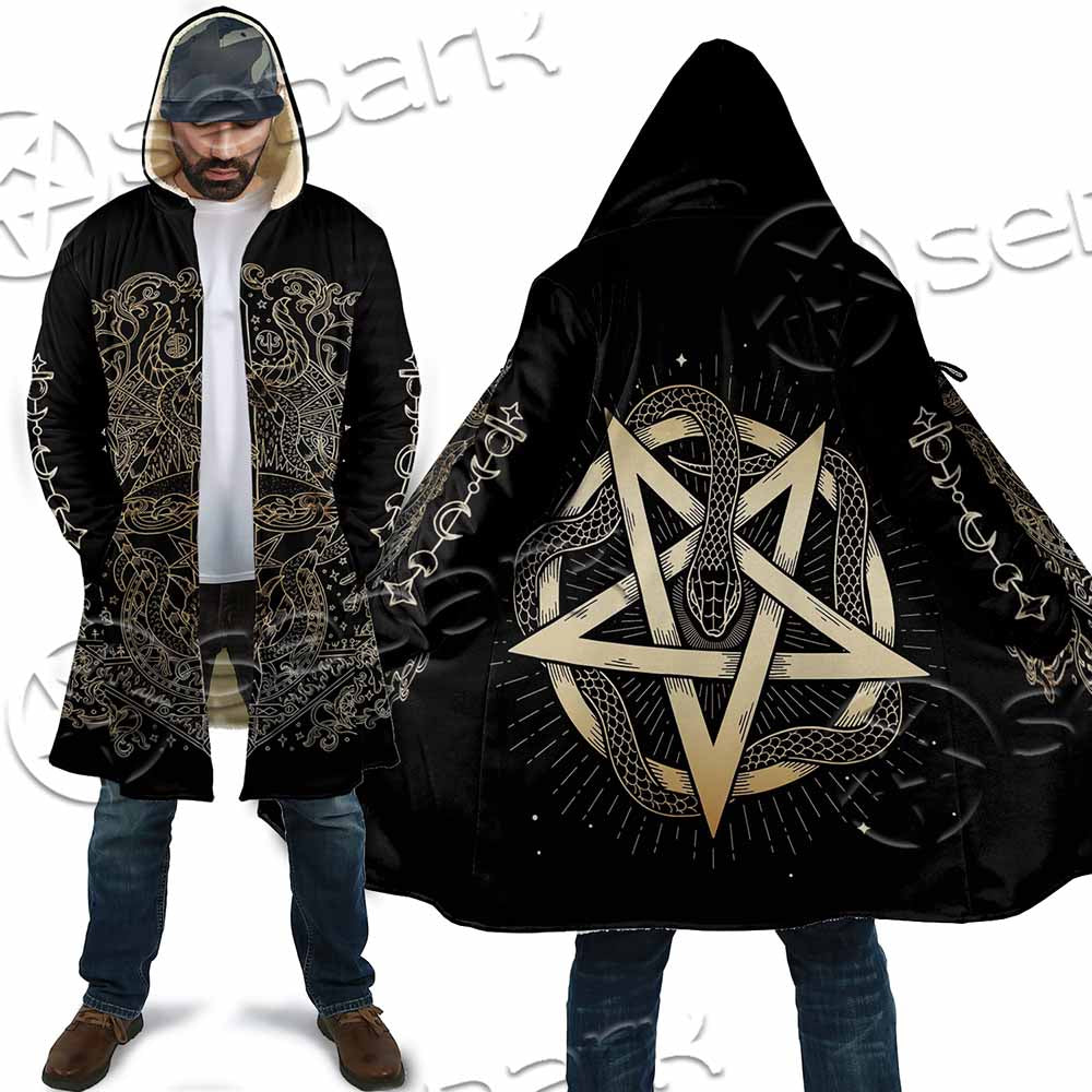 Gold Pentagram Symbol Wrapped By Snake SED-1137 Cloak