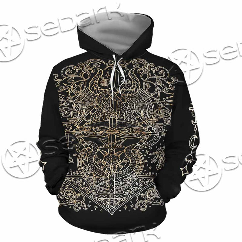 Gold Pentagram Symbol Wrapped By Snake SED-1137 Hoodie & Zip Hoodie