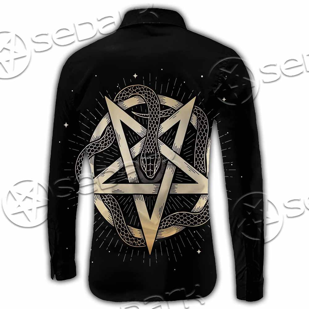 Gold Pentagram Symbol Wrapped By Snake SED-1137 Shirt Allover