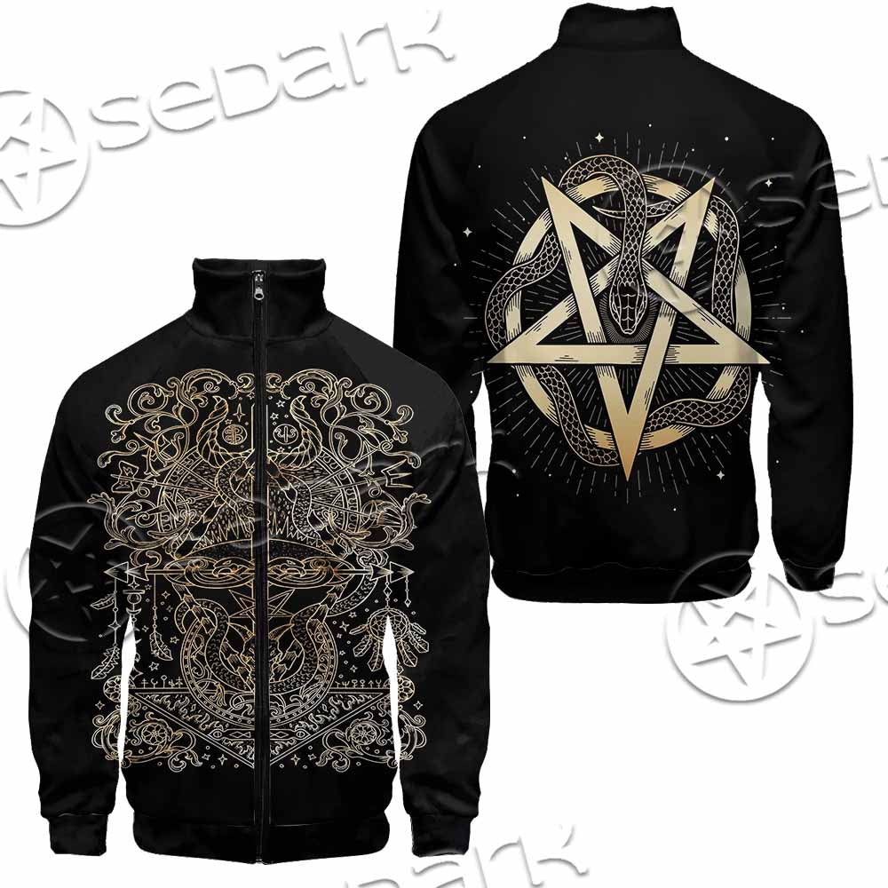 Gold Pentagram Symbol Wrapped By Snake SED-1137 Jacket