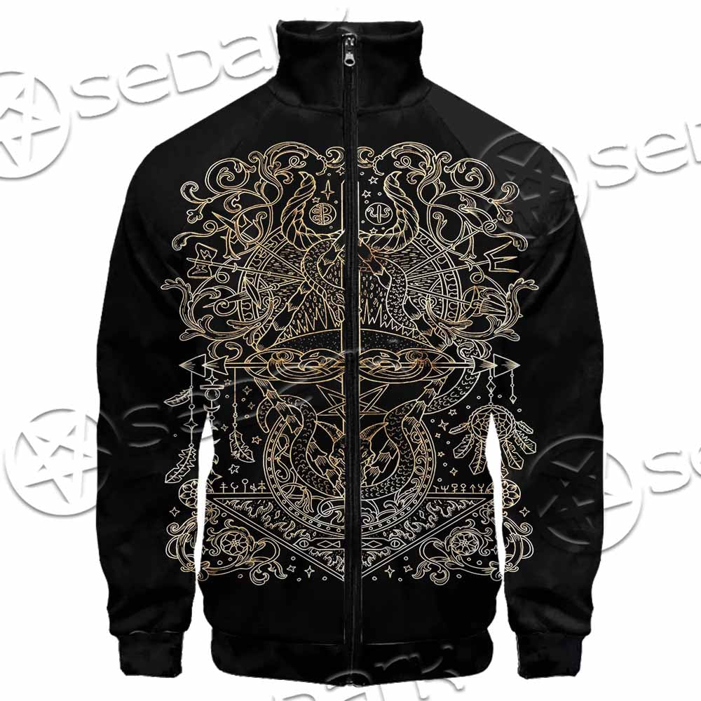 Gold Pentagram Symbol Wrapped By Snake SED-1137 Jacket