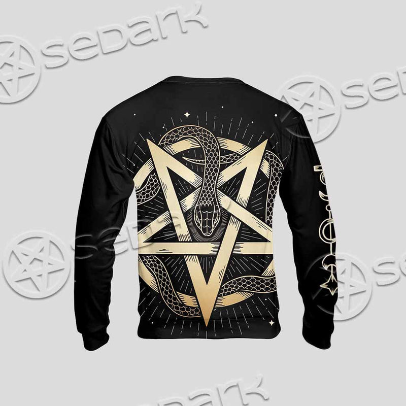 Gold Pentagram Symbol Wrapped By Snake SED-1137 Unisex Sweatshirt