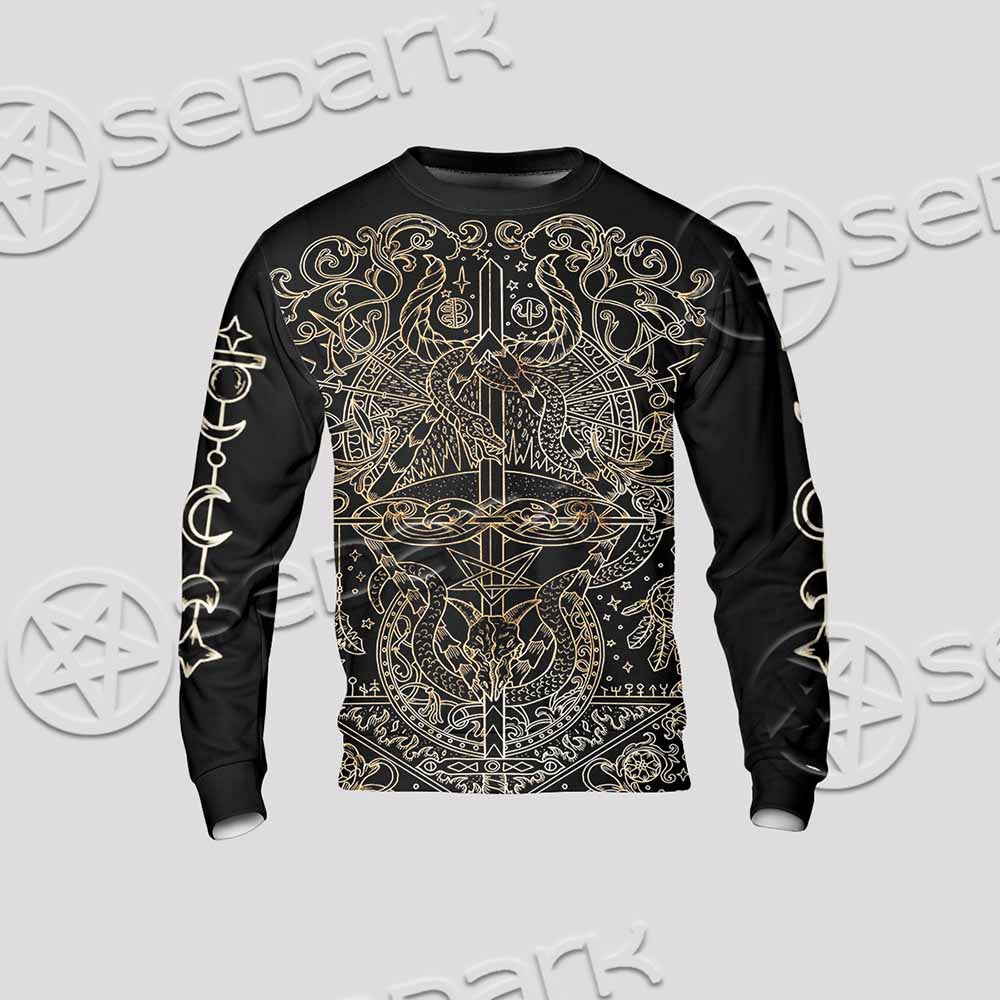 Gold Pentagram Symbol Wrapped By Snake SED-1137 Unisex Sweatshirt