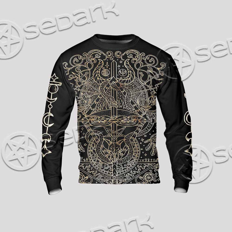 Gold Pentagram Symbol Wrapped By Snake SED-1137 Unisex Sweatshirt