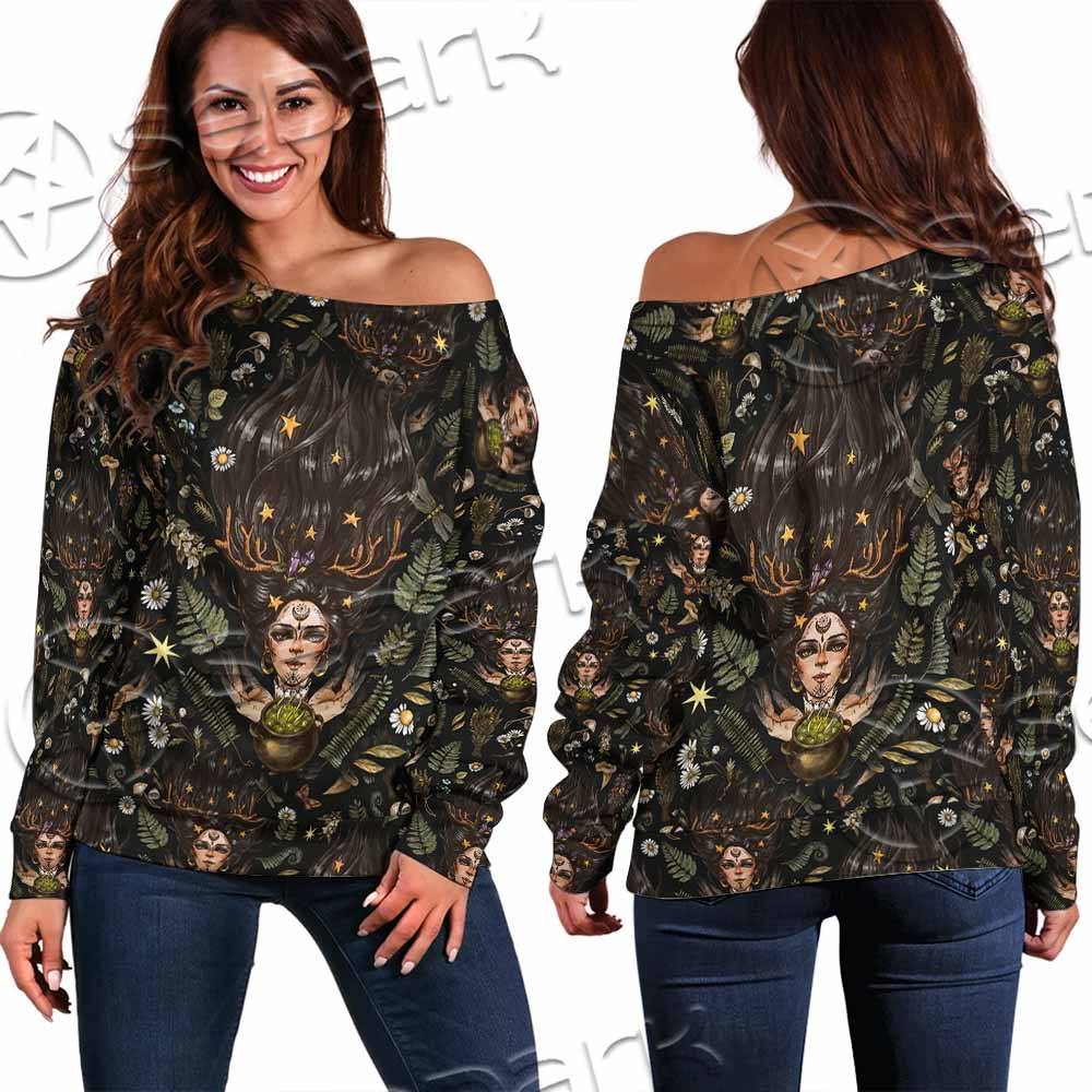 Gothic Magic Witchcraft SED-1149 Off Shoulder Sweaters