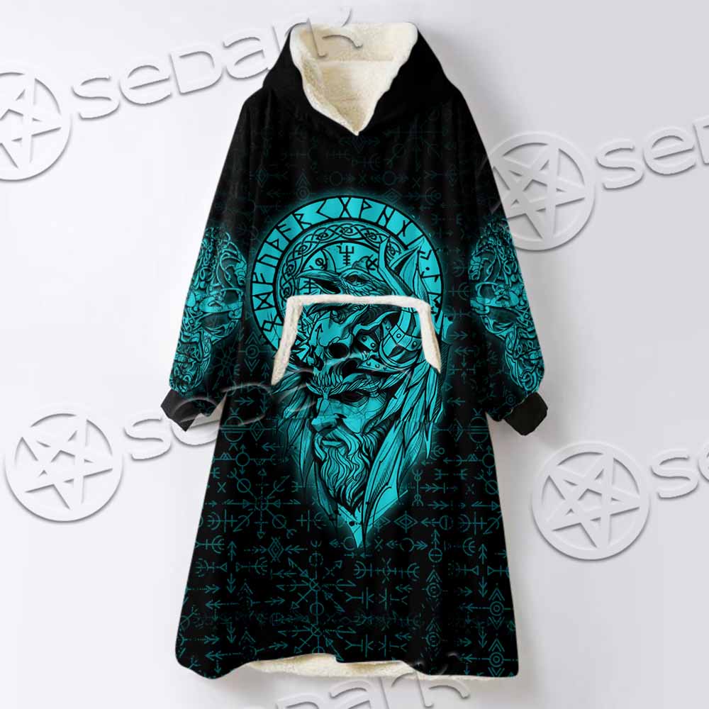 Runes Viking SED-1151 Oversized Sherpa Blanket Hoodie