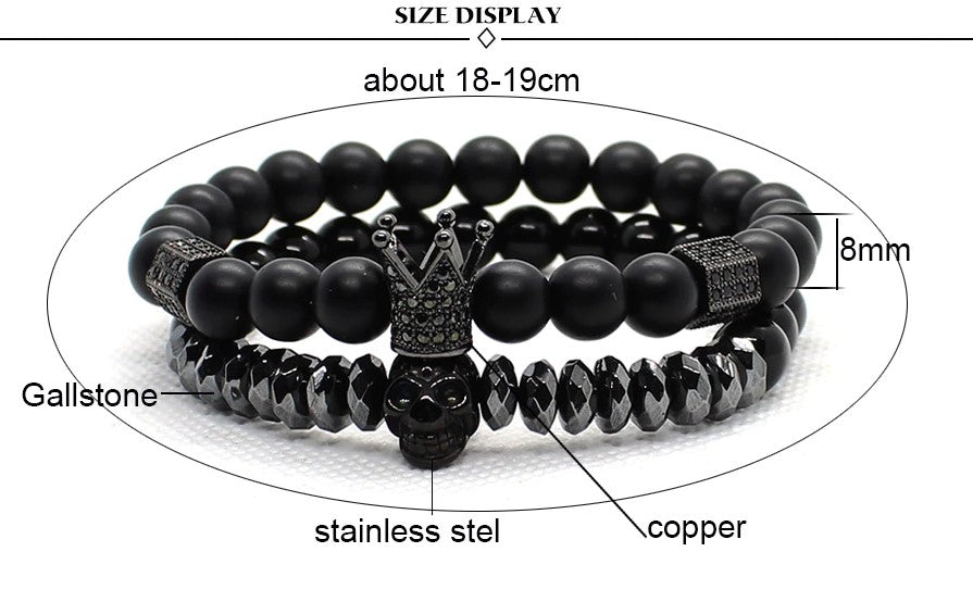 Stone Beads Skull Bracelet