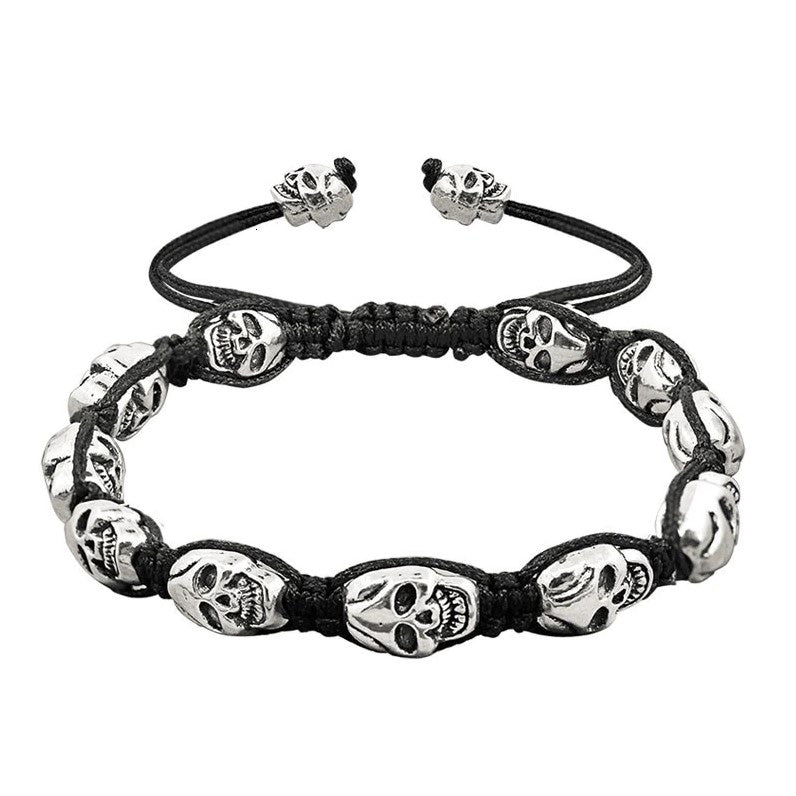 Smile Skull Bead Bracelets Rope Woven