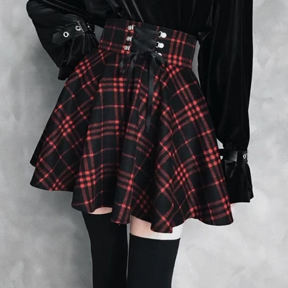 Vintage Black and Red Plaid Skirt