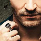 Solid 925 Sterling Silver Lucifer Rings with Black Onyx Natural Stone Handmade Statement Ring A3256803465372180