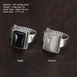 Solid 925 Sterling Silver Lucifer Rings with Black Onyx Natural Stone Handmade Statement Ring A3256803465372180