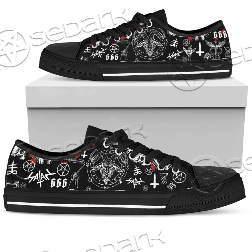 Goat Head Lucifer Symbol Unisex Canvas Shoes Low Top