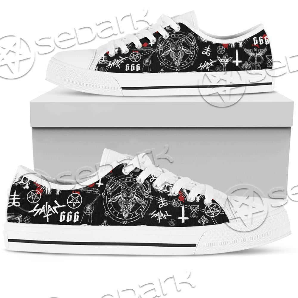 Goat Head Lucifer Symbol Unisex Canvas Shoes Low Top