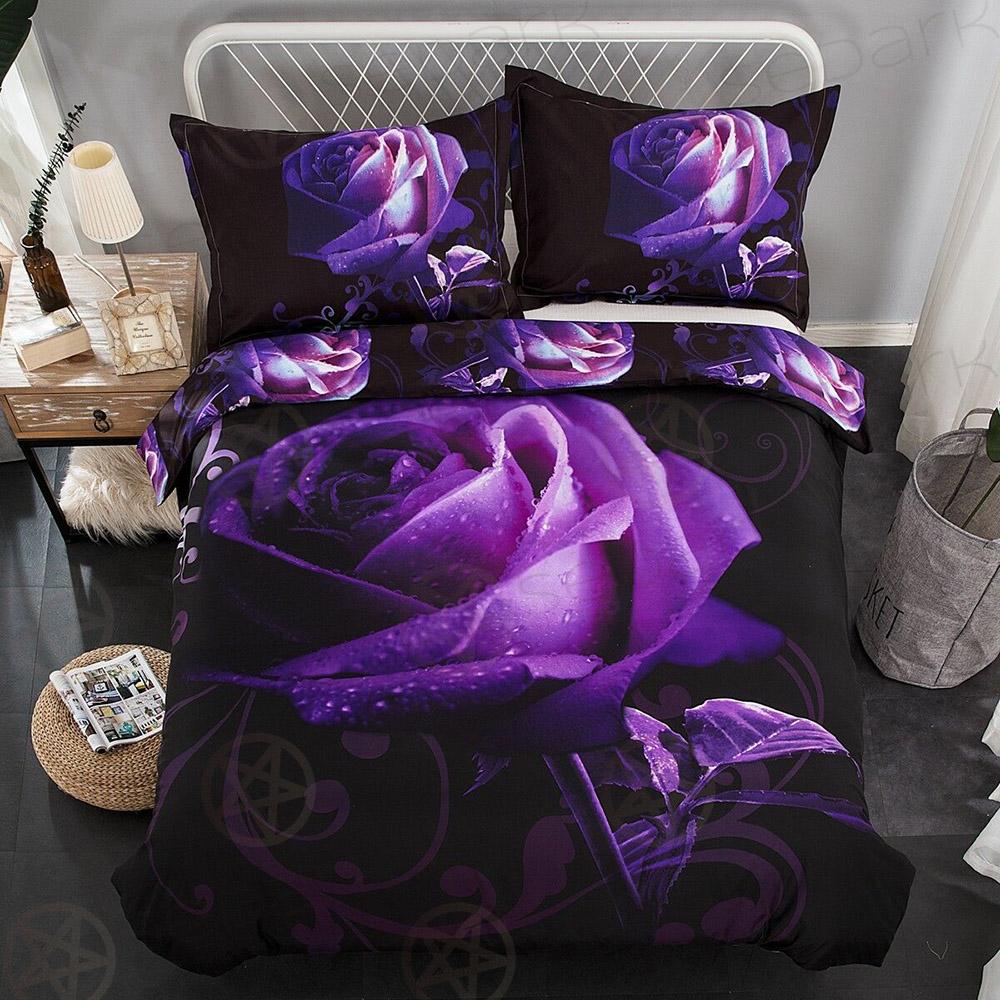 Rose Purple Floral Quilt  Bed set