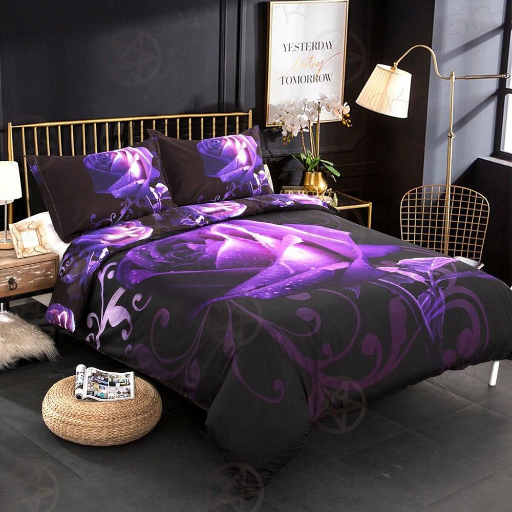 Rose Purple Floral Quilt  Bed set