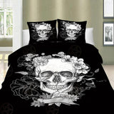 Skull Black Quilt Duvet Doona Bed set
