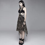 Gothic Black Dress Sexy Revealing Waist