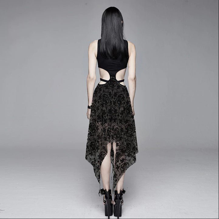 Gothic Black Dress Sexy Revealing Waist