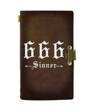 666 SINNER LEATHER NOTEBOOK - PASSPORT HOLDER - WALLET