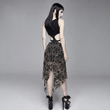 Gothic Black Dress Sexy Revealing Waist