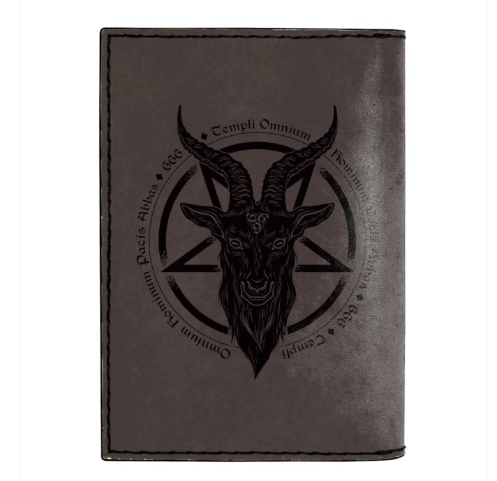 BAPHOMET LEATHER NOTEBOOK - PASSPORT HOLDER - WALLET