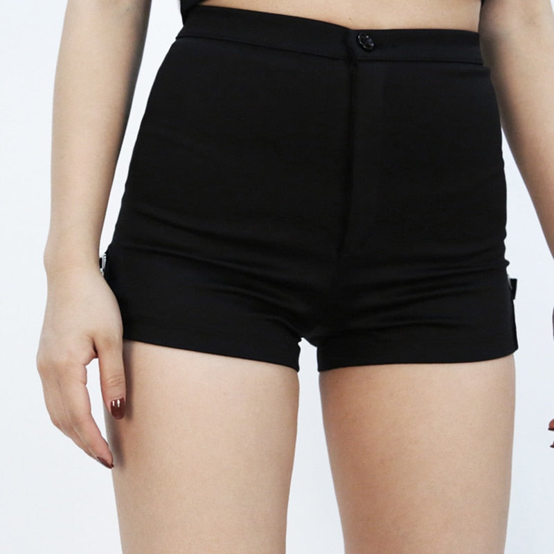 Punk High Waist Hollow Black Short