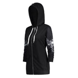 Gothic Skull Wing Print Black Hoodie