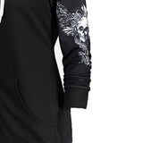 Gothic Skull Wing Print Black Hoodie