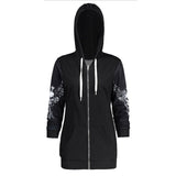 Gothic Skull Wing Print Black Hoodie