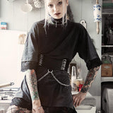 Leather Belt Metal Chain