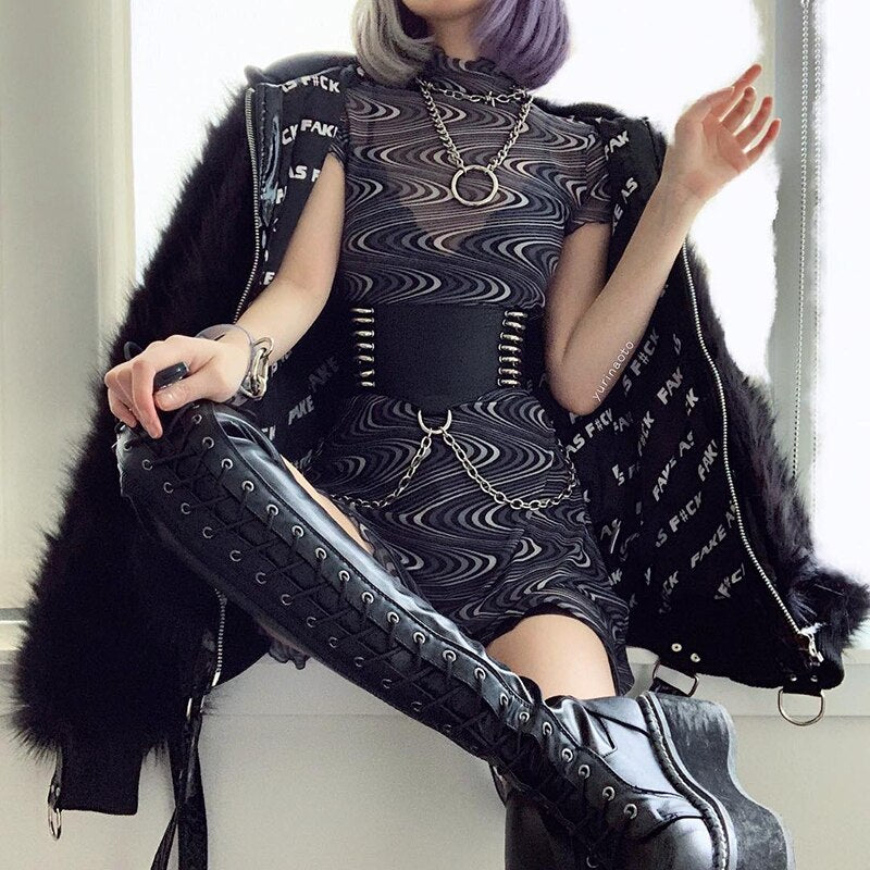 Leather Belt Metal Chain